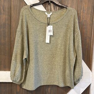 Nicole Miller New York sweater green metallic ribbed various sizes NWT